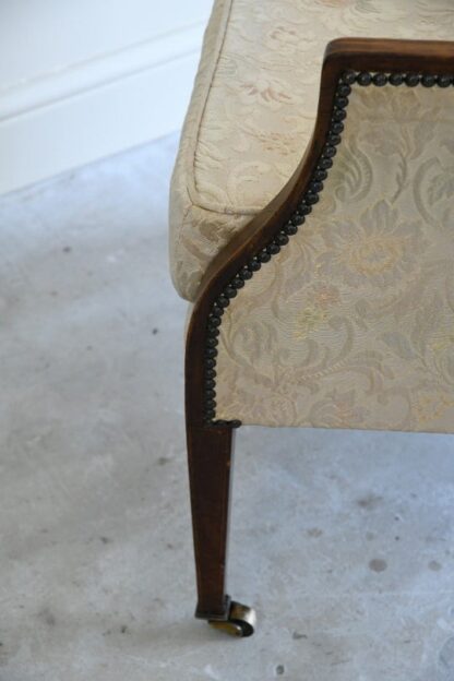 Antique Edwardian Upholstered Walnut Armchair - Image 10