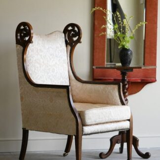 Antique Edwardian Upholstered Walnut Armchair