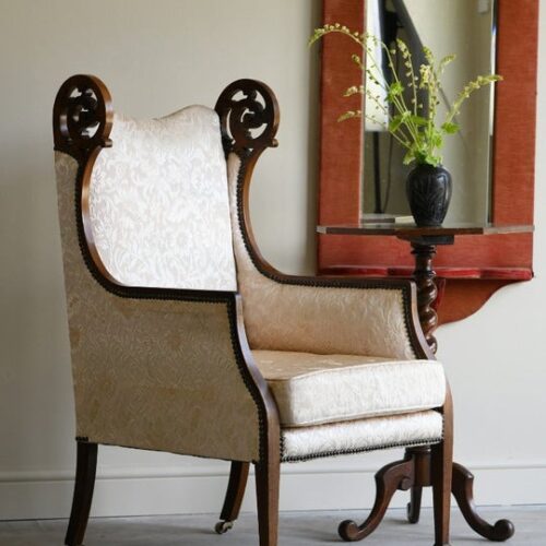 Antique Edwardian Upholstered Walnut Armchair
