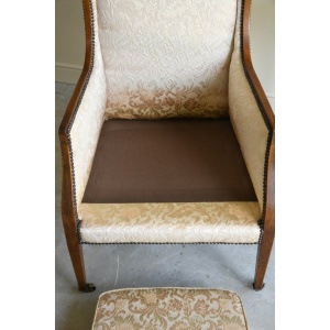 Antique Edwardian Upholstered Walnut Armchair