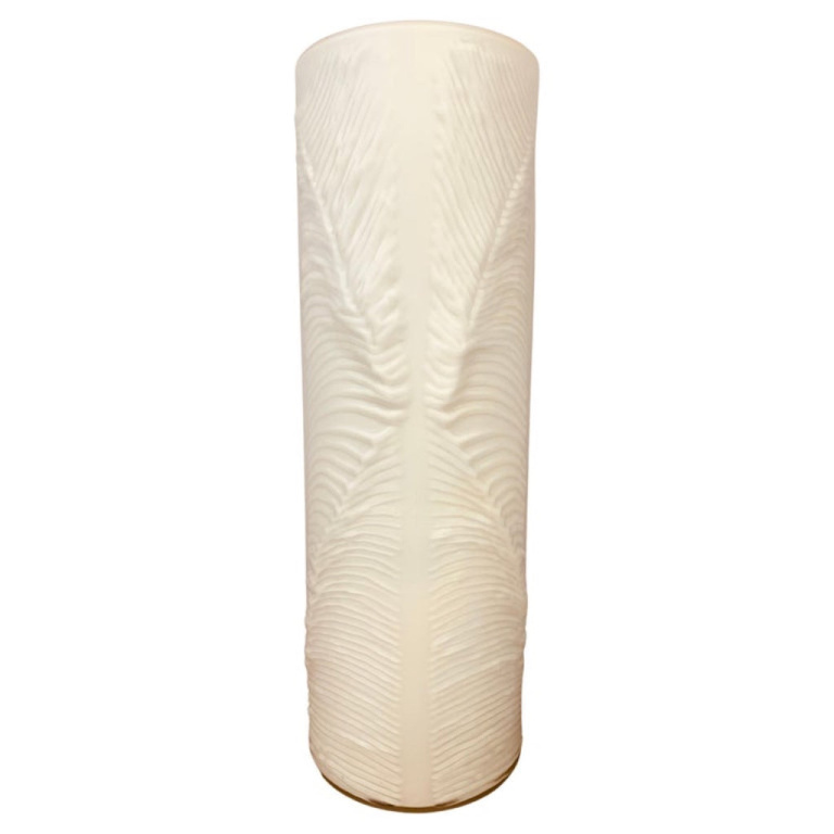 1970s Peill & Putzler White Feather Cylindrical Vase