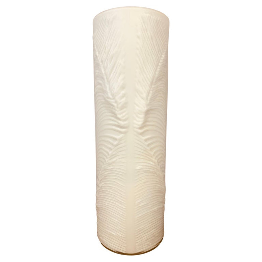 1970s Peill & Putzler White Feather Cylindrical Vase