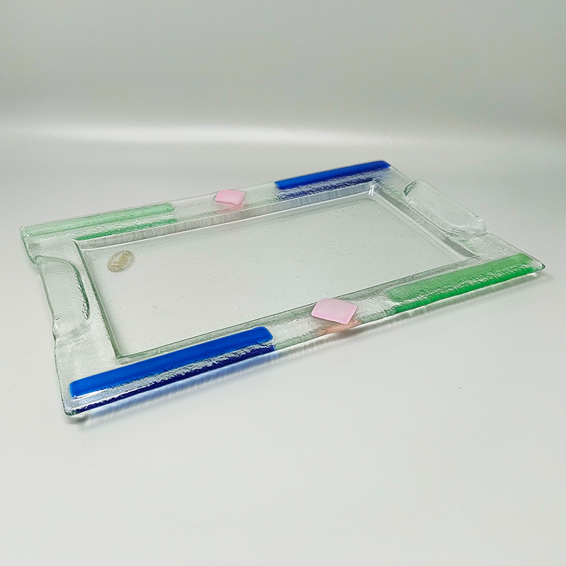 1970s Astonishing Tray By Albatros in Murano Glass. Made in Italy