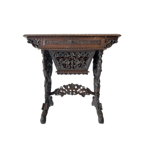19th Century Anglo-Indian Carved Rosewood Writing Desk