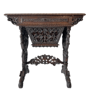 19th Century Anglo-Indian Carved Rosewood Writing Desk