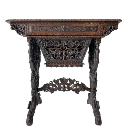 19th Century Anglo-Indian Carved Rosewood Writing Desk