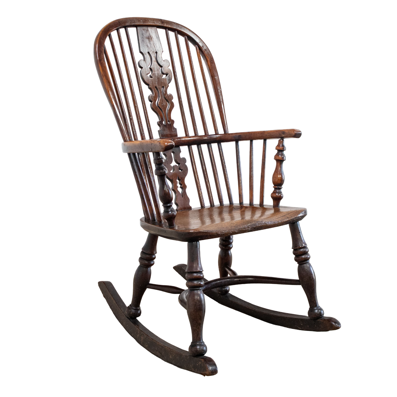 19th Century Yew Rocking Chair by J. Spencer