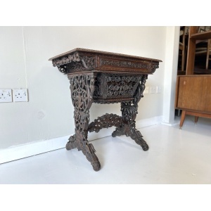 19th Century Anglo-Indian Carved Rosewood Writing Desk