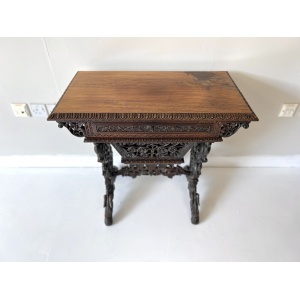 19th Century Anglo-Indian Carved Rosewood Writing Desk