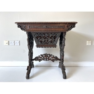 19th Century Anglo-Indian Carved Rosewood Writing Desk