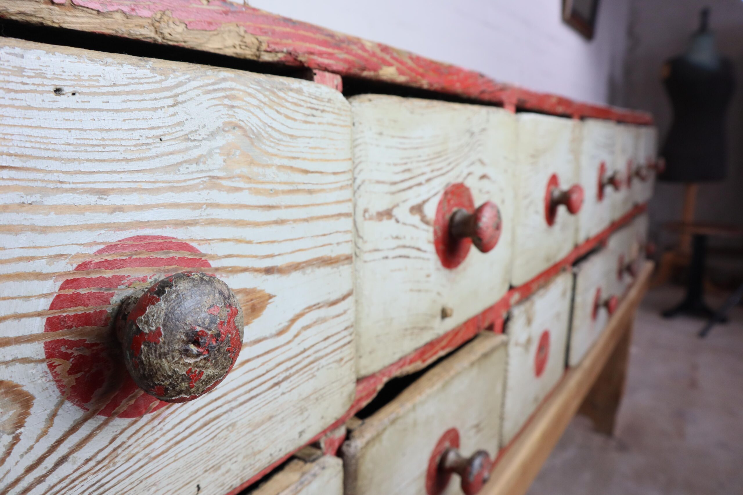 19th Century Workshop Cabinet with 14 Drawers