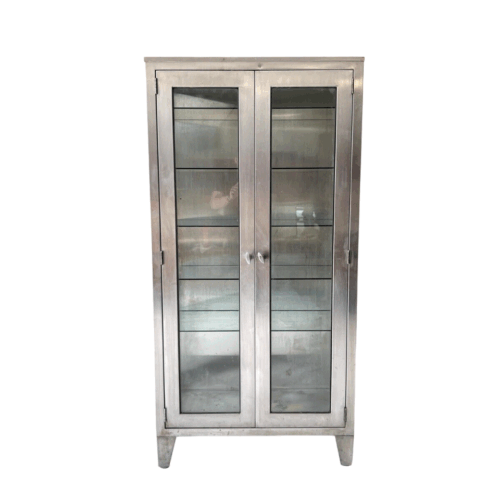 20th Century Stainless Steel & Glass Medical Cabinet