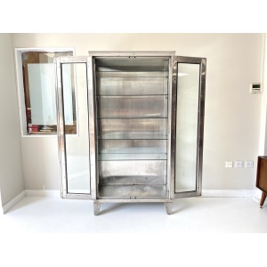 20th Century Stainless Steel & Glass Medical Cabinet