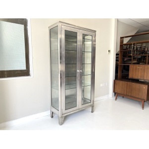 20th Century Stainless Steel & Glass Medical Cabinet