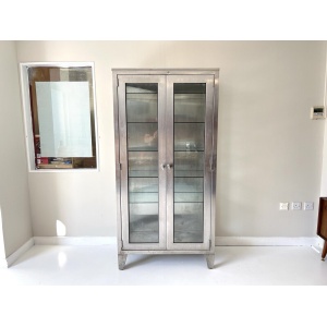 20th Century Stainless Steel & Glass Medical Cabinet