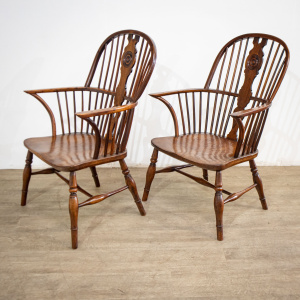 Pair of 19th Century Yew & Elm Windsor Chairs
