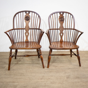 Pair of 19th Century Yew & Elm Windsor Chairs