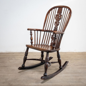 19th Century Yew Rocking Chair by J. Spencer