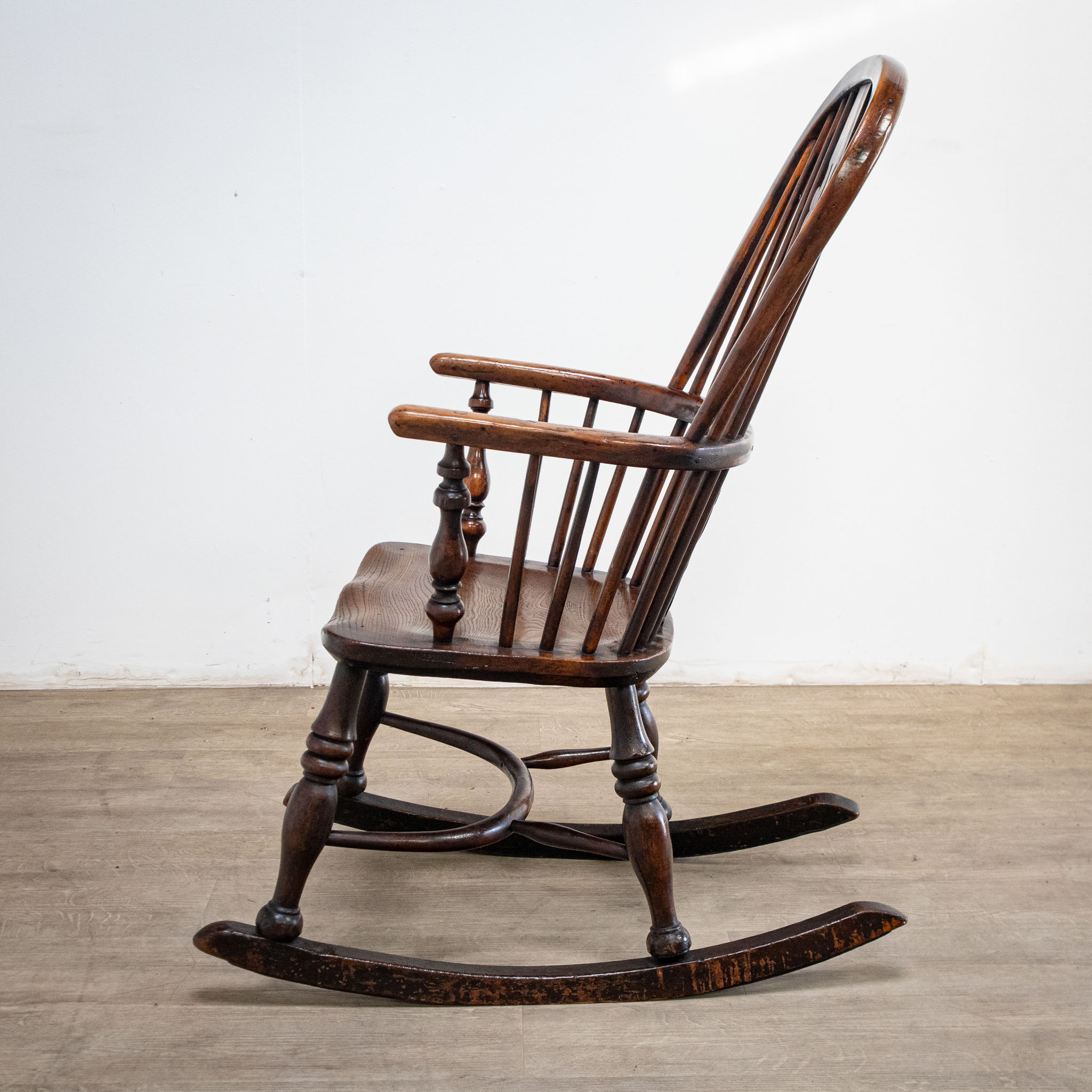19th Century Yew Rocking Chair by J. Spencer