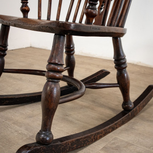 19th Century Yew Rocking Chair by J. Spencer