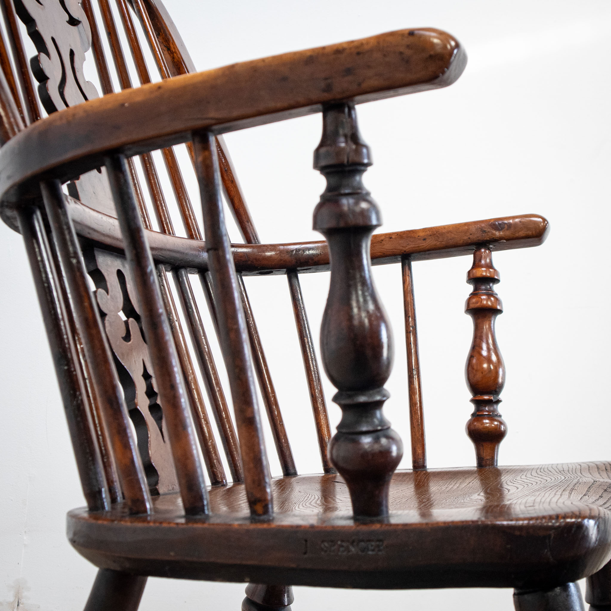 19th Century Yew Rocking Chair by J. Spencer