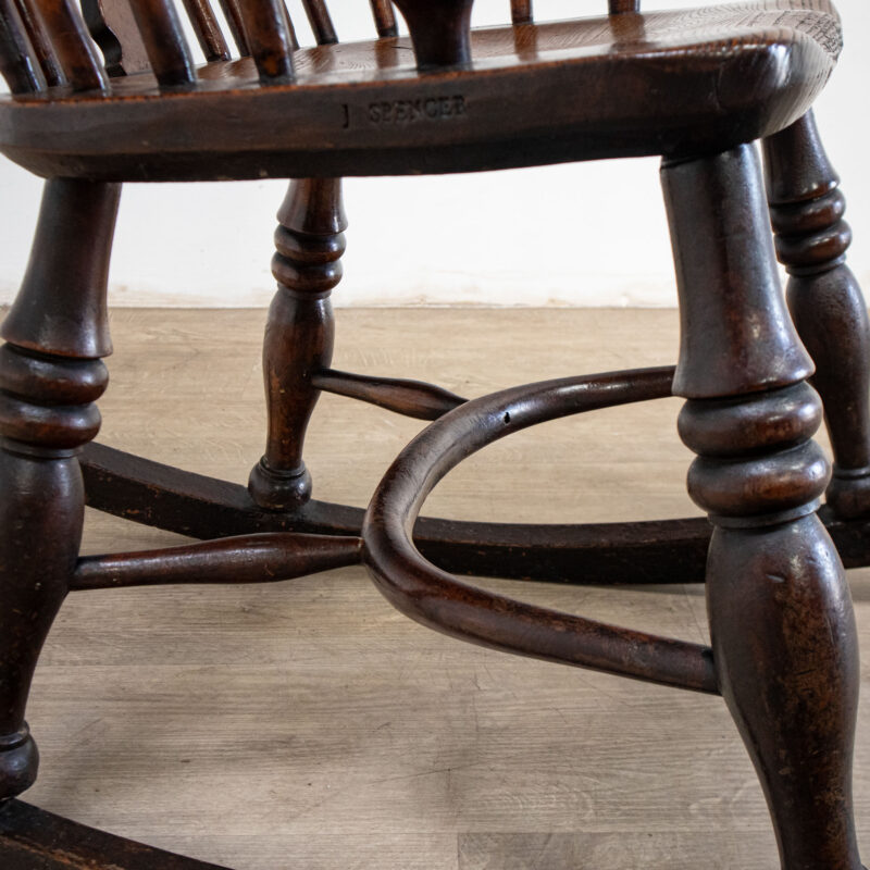 19th Century Yew Rocking Chair by J. Spencer