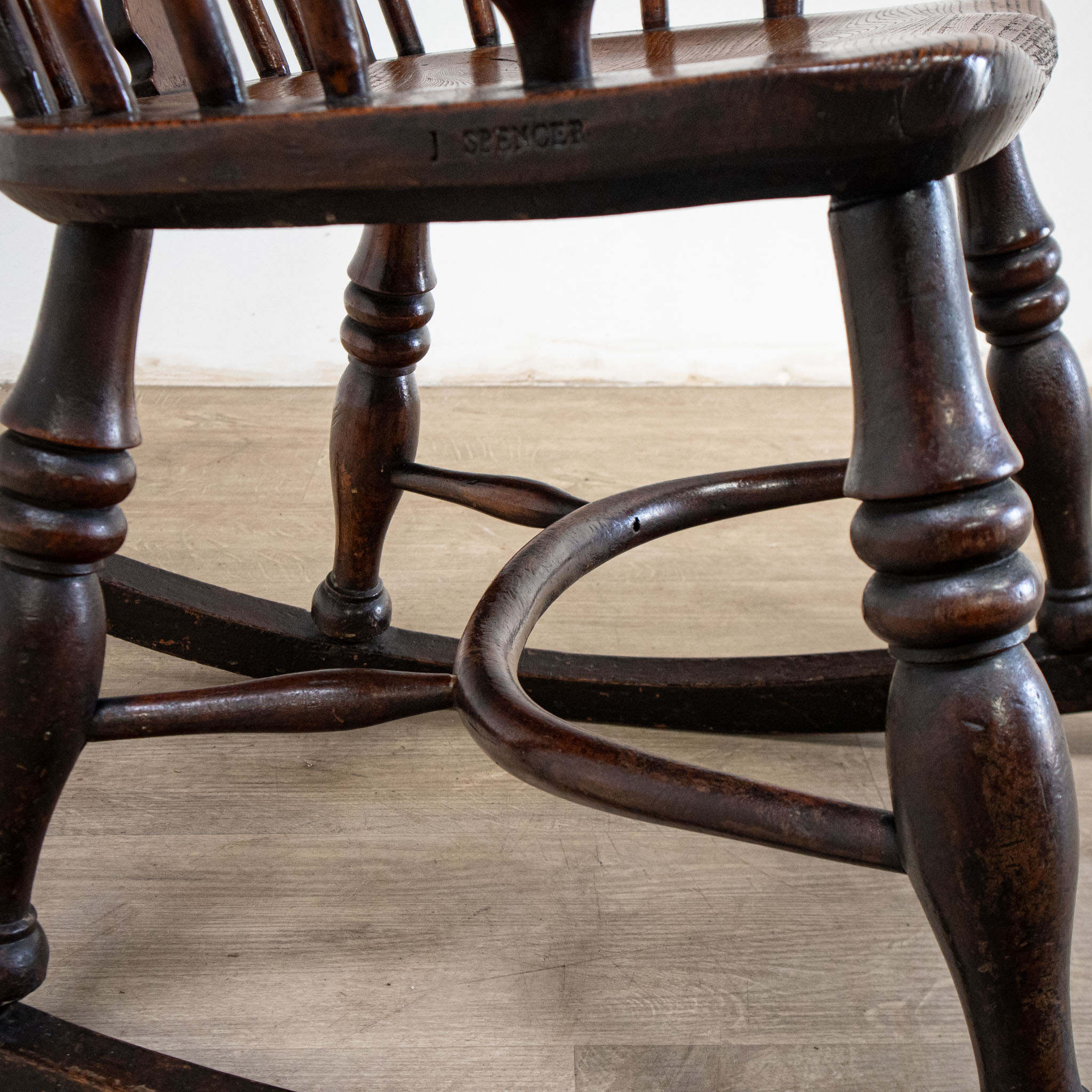 19th Century Yew Rocking Chair by J. Spencer