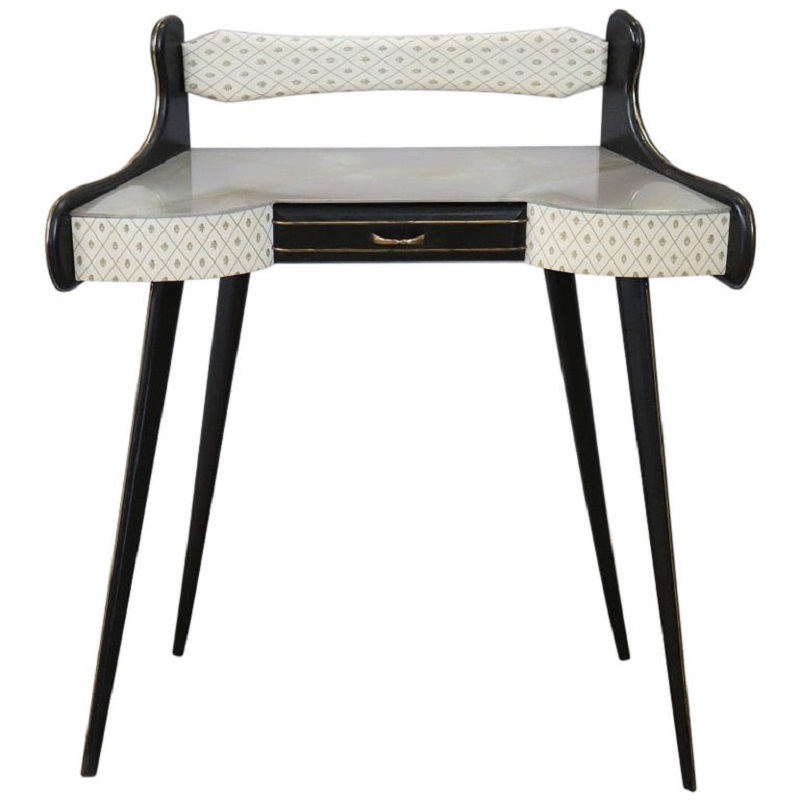 Console Table in Wood and Glass Top, 1950s