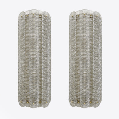 Pair of Mid-century Modern Style Italian Murano Glass Sconces "Reticello", 1990s - Image 2