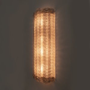 Pair of Mid-century Modern Style Italian Murano Glass Sconces "Reticello", 1990s