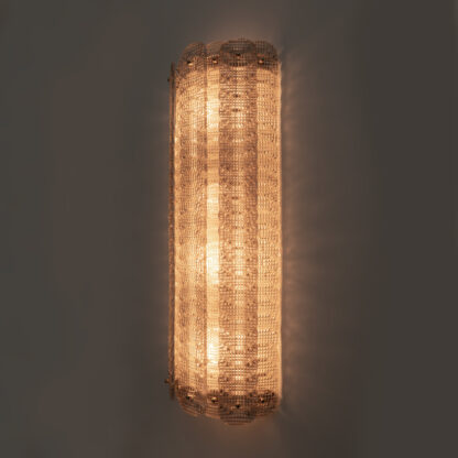 Pair of Mid-century Modern Style Italian Murano Glass Sconces "Reticello", 1990s - Image 5
