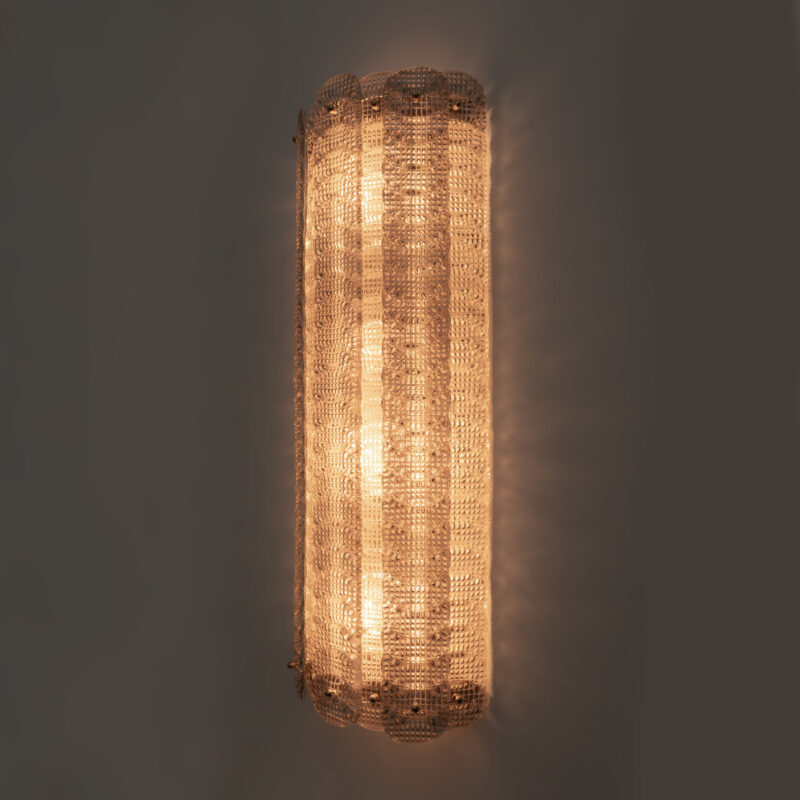Pair of Mid-century Modern Style Italian Murano Glass Sconces "Reticello", 1990s
