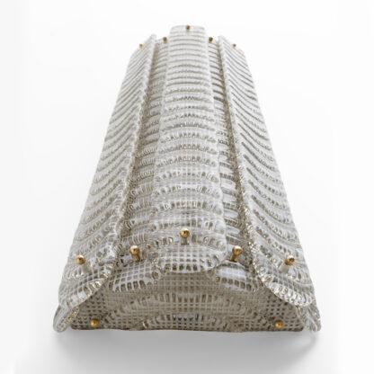 Pair of Mid-century Modern Style Italian Murano Glass Sconces "Reticello", 1990s - Image 8