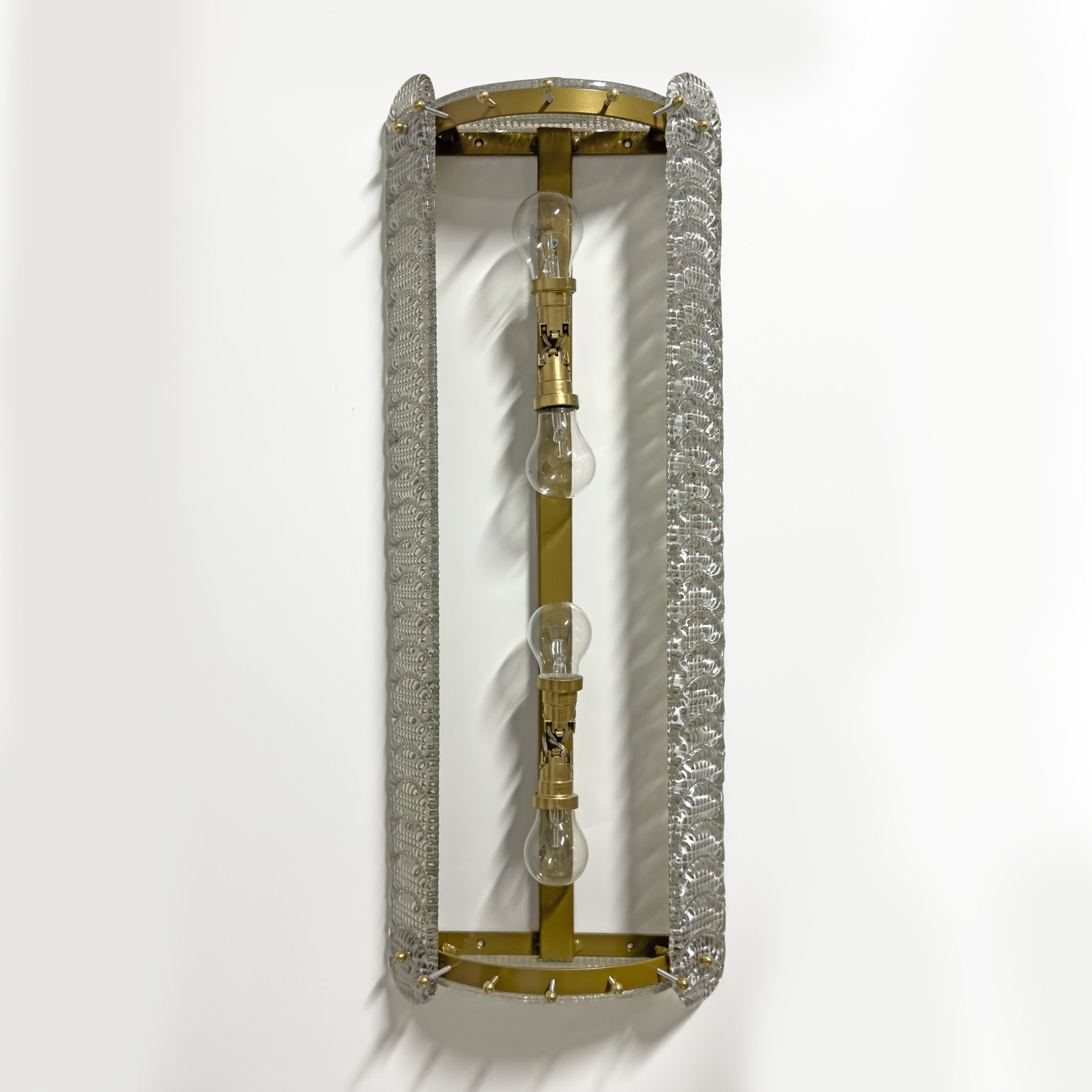 Pair of Mid-century Modern Style Italian Murano Glass Sconces "Reticello", 1990s
