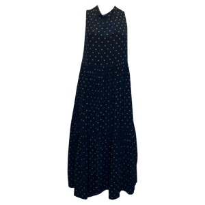Asceno Blue and White Silk Spot Dress