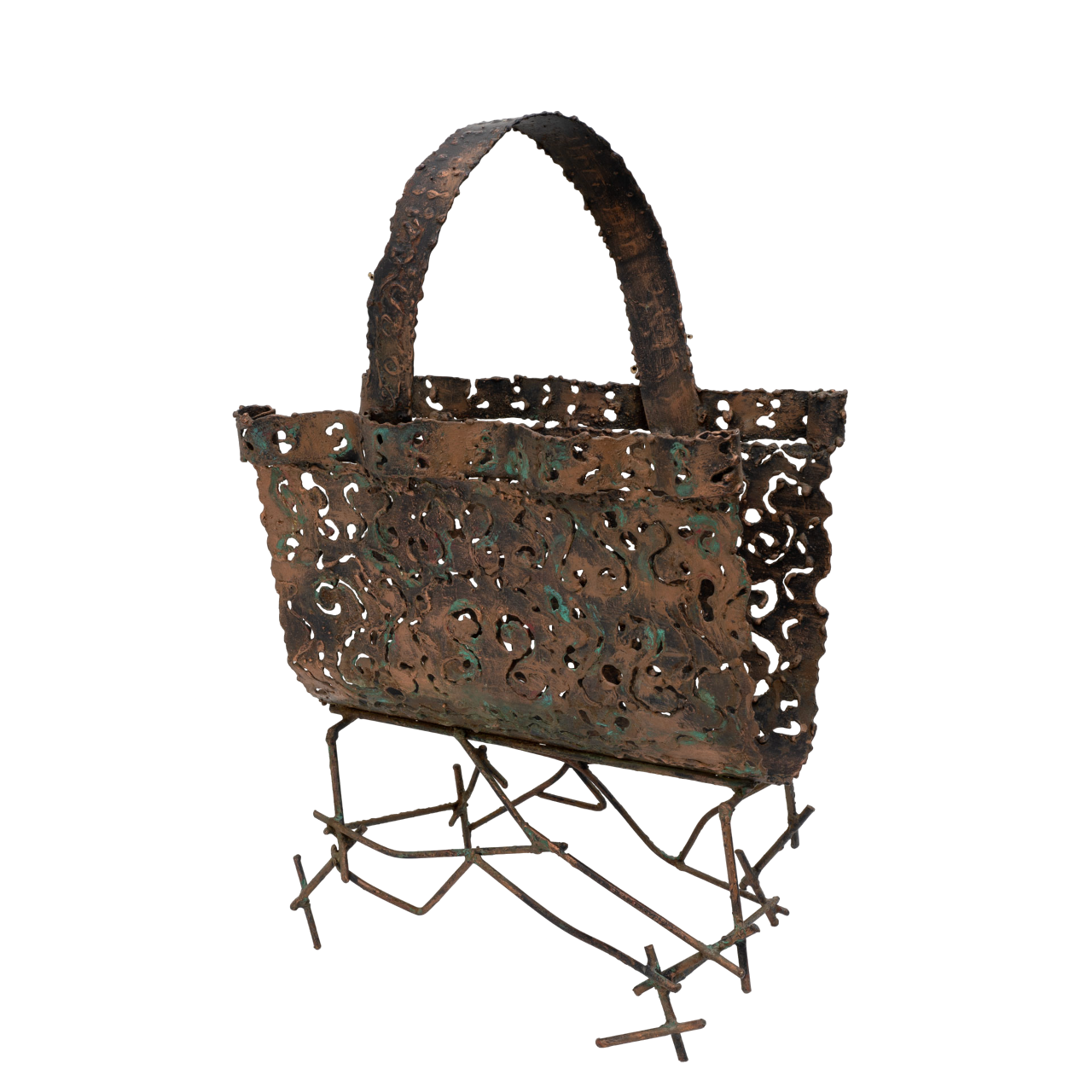 Attributed to Marsura Brutalist Italian Wrought Iron Magazine Rack '70s