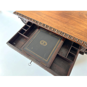 19th Century Anglo-Indian Carved Rosewood Writing Desk