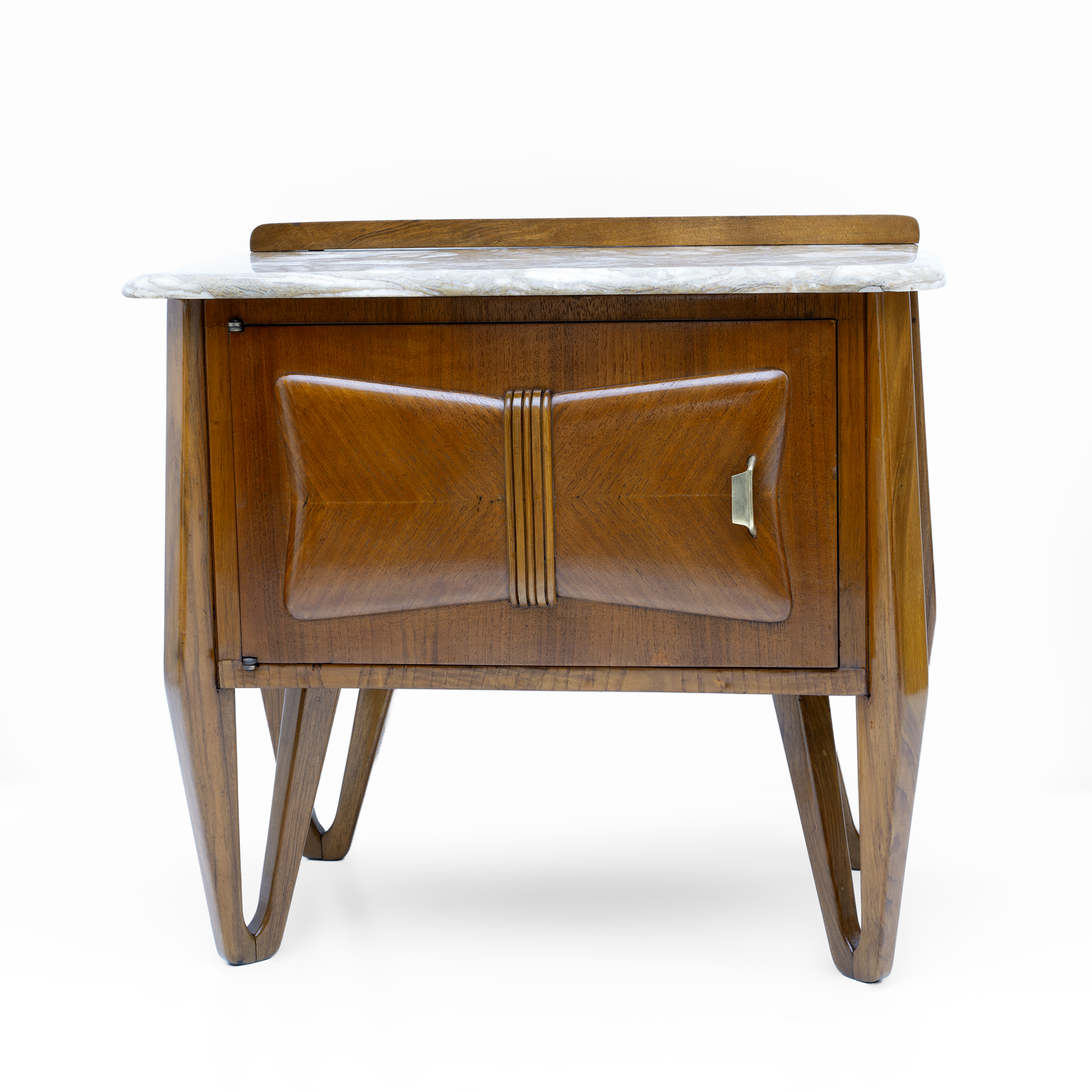 Pair of Mid-Century Modern Italian Walnut and Marble Nightstands, 1950s