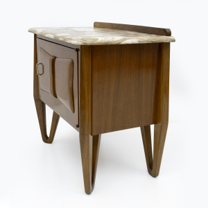 Pair of Mid-Century Modern Italian Walnut and Marble Nightstands, 1950s