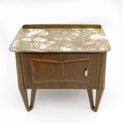 Pair of Mid-Century Modern Italian Walnut and Marble Nightstands, 1950s - Image 2