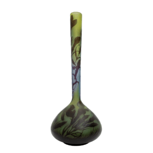 Émile Gallé Art Nouveau Floral Decoration Cameo Bulb Glass Vase, France 1900