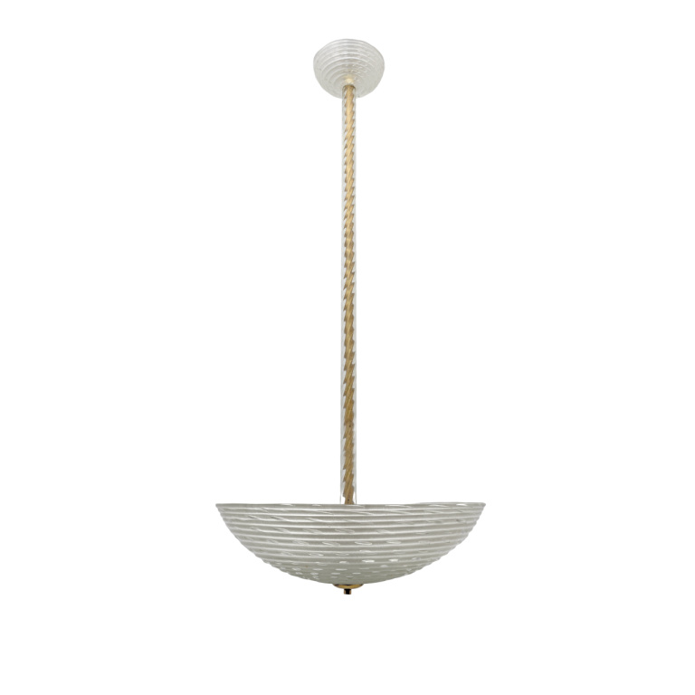 Ercole Barovier Art Deco Murano Glass Italian Pendant Chandelier Pulegoso, 30s
