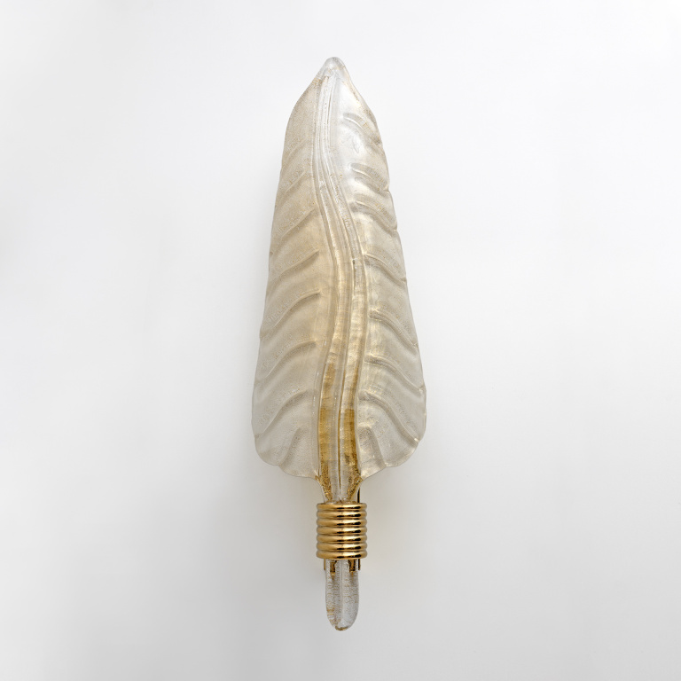Pair of Barovier & Toso Style Mid-Century Modern Murano Glass Gold Leaf Sconces - Image 3