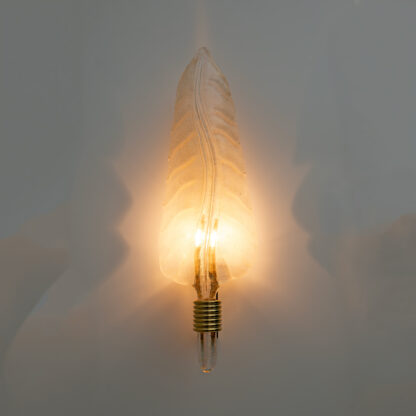 Pair of Barovier & Toso Style Mid-Century Modern Murano Glass Gold Leaf Sconces - Image 4