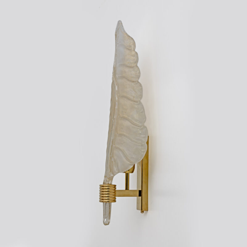 Pair of Barovier & Toso Style Mid-Century Modern Murano Glass Gold Leaf Sconces