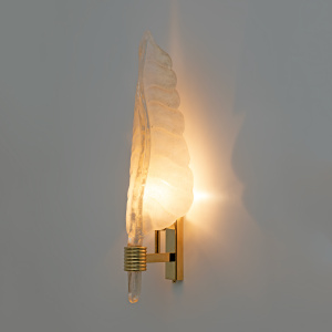 Pair of Barovier & Toso Style Mid-Century Modern Murano Glass Gold Leaf Sconces