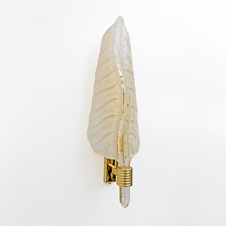 Pair of Barovier & Toso Style Mid-Century Modern Murano Glass Gold Leaf Sconces - Image 7