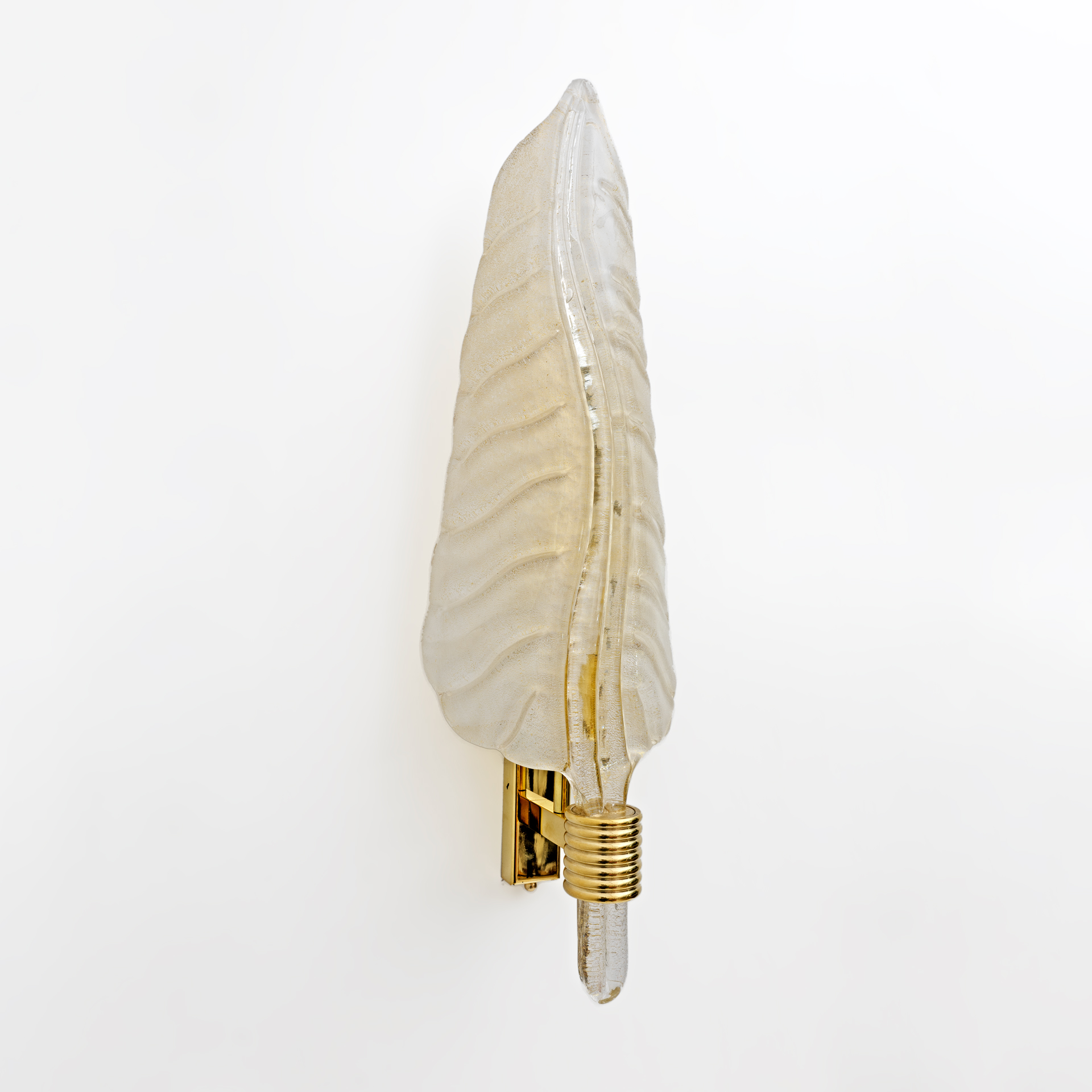 Pair of Barovier & Toso Style Mid-Century Modern Murano Glass Gold Leaf Sconces