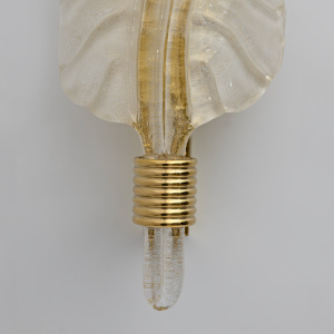 Pair of Barovier & Toso Style Mid-Century Modern Murano Glass Gold Leaf Sconces