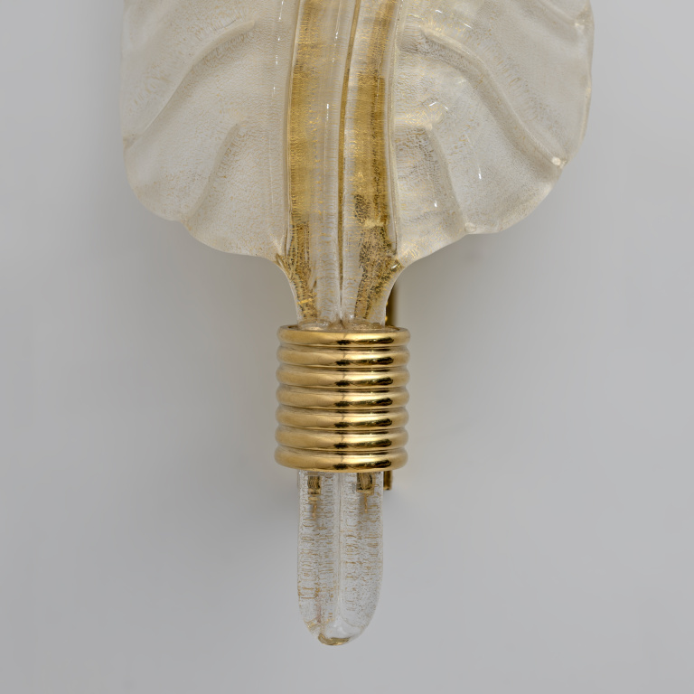 Pair of Barovier & Toso Style Mid-Century Modern Murano Glass Gold Leaf Sconces - Image 8